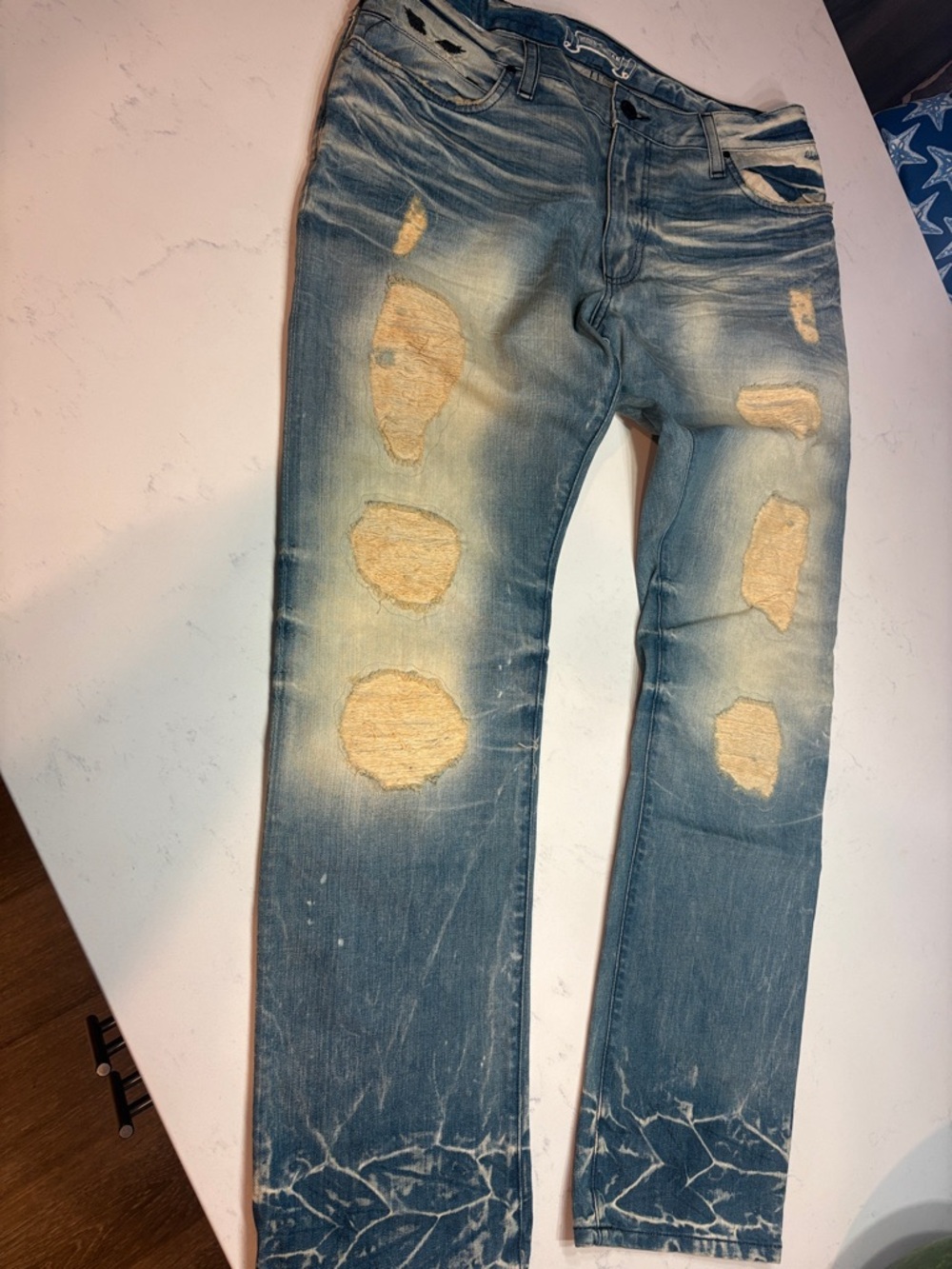Robin's Jean Light Blue Distressed Slim Straight Jeans